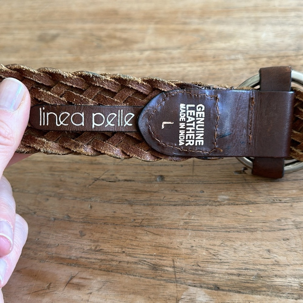 Linea Pelle Braided Woven Leather Brown Size Large Boho Style - Picture 4 of 9